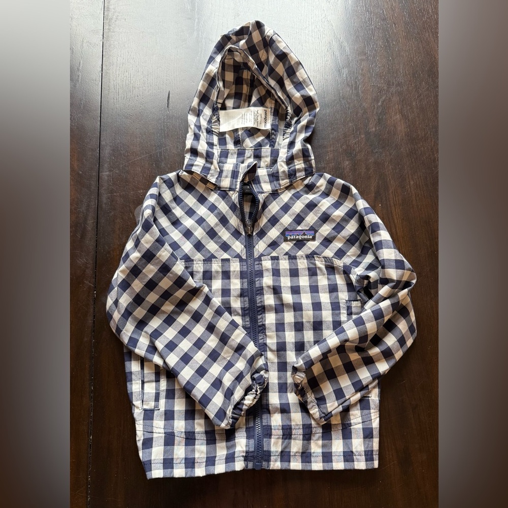 Patagonia Kids' Blue Checkered Hoodie